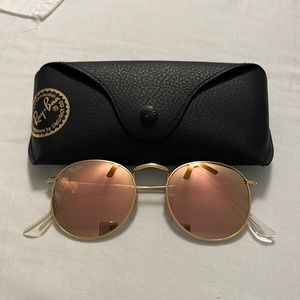 Pink mirrored round raybans - NEVER WORN